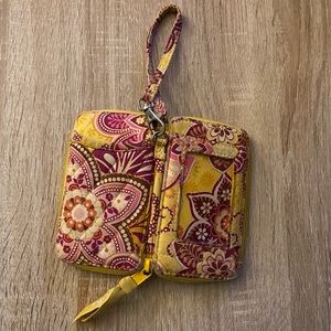Vera Bradley wallet / wristlet yellow and pink floral pattern